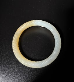 Chinese Qing Dynasty Twist White Jade Bangle