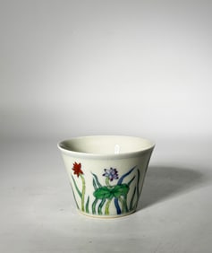 Chinese Doucai Enameled Porcelain Lotus Cup