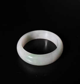 Chinese White to Pale Green Jadeite Bangle