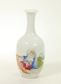 Small Chinese Porcelain Cabinet Fisherman Vase