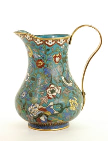 Good Chinese 19 C Cloisonne & Gilt Bronze Pitcher