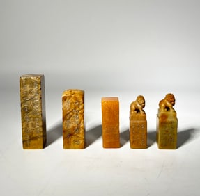 5 Chinese Shoushan Soapstone Seals