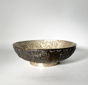 Chinese Silver & Peking Glass Centerpiece Bowl