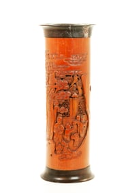 Fine Chinese 18th C Bamboo Tube Carving
