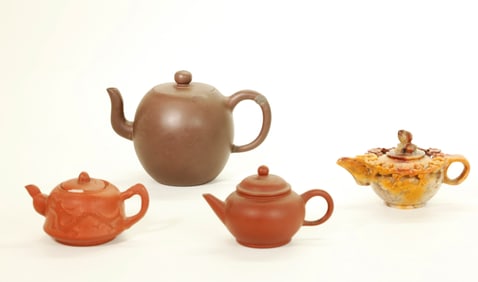 3 Chinese Yixing Zisha Teapots Soapstone Water Pot