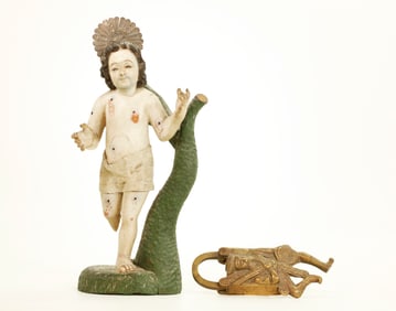 South American Saint Sebastian; Bronze Figure Lock