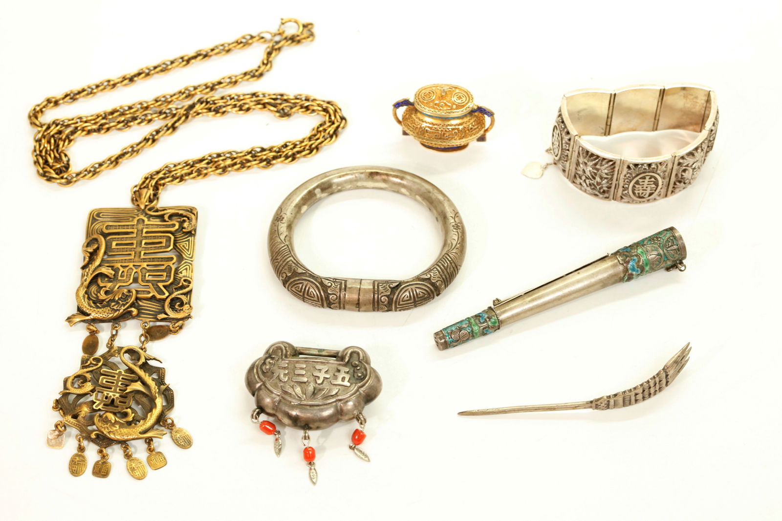 6 Chinese Silver Ornaments; 1 Joseff of Hollywood (1 of 7)