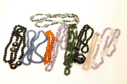 Group of 9 Semi-precious Bead Necklaces