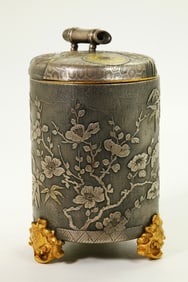 Japanese Silver & Gilt Bronze Cup Container