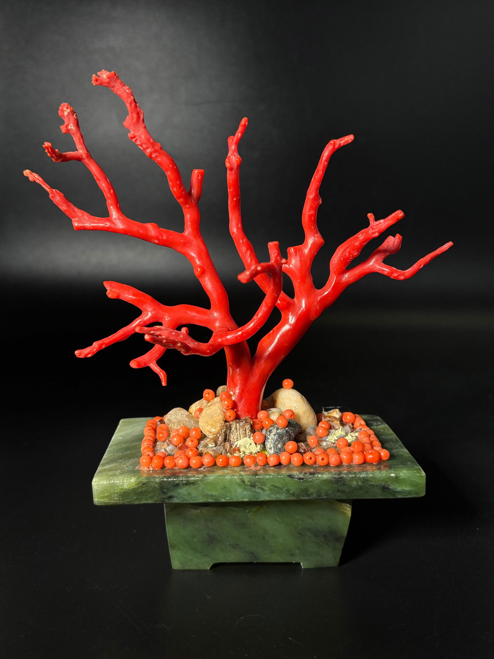 Lg Chinese Polished Coral Tree Branch Jade Planter (1 of 7)