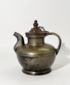 Tibetan Bronze Ritual Covered Pitcher & Spout