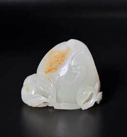Fine Chinese 18th C White Jade Hollowed Peach