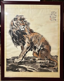 Xu Beihong; Large Chinese Ink Painting "Lion"