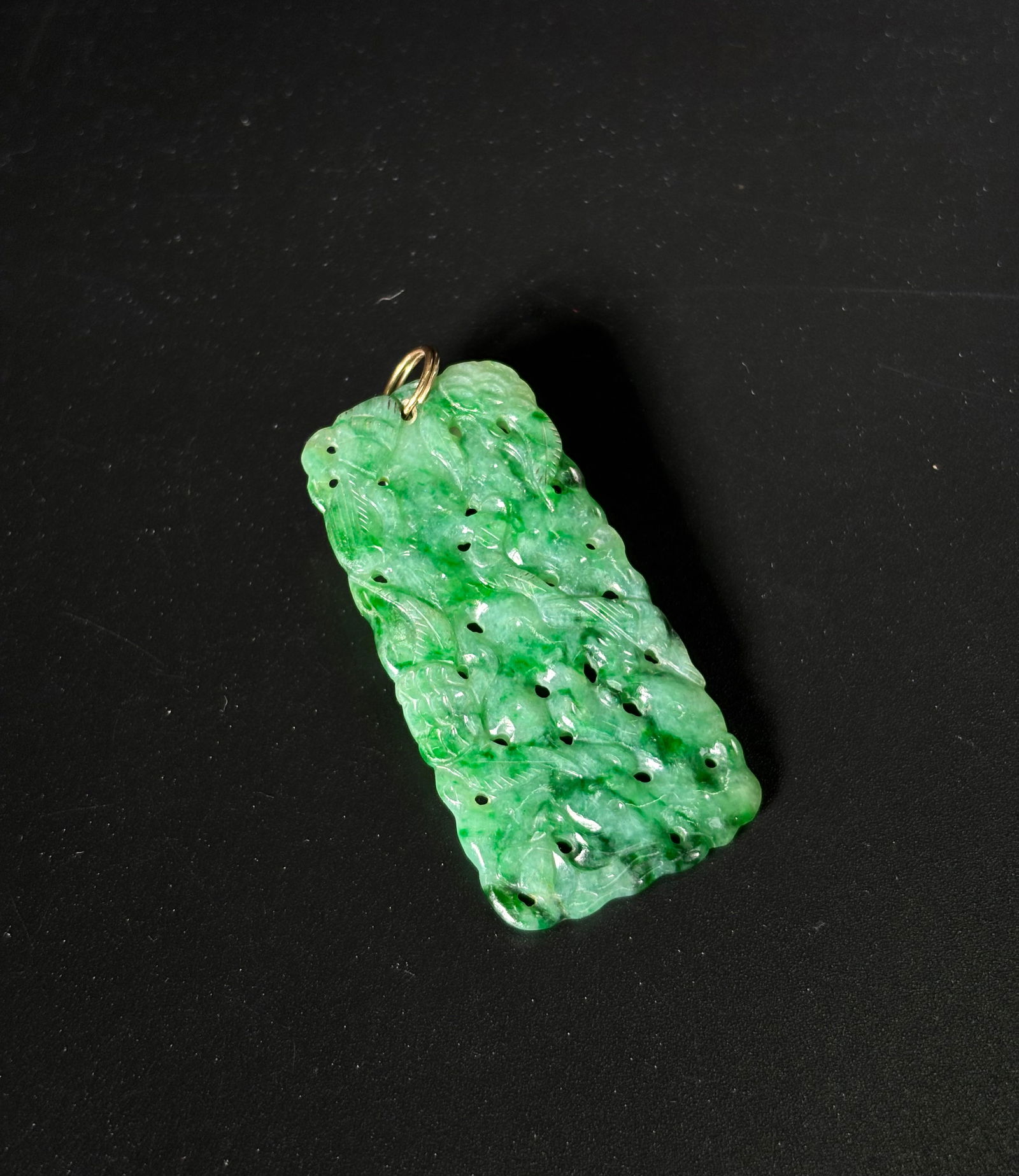 Chinese 19th C Translucent Green Jadeite Pendant (1 of 5)