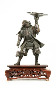 Fine Japanese Cast Incised Bronze Samurai Okimono