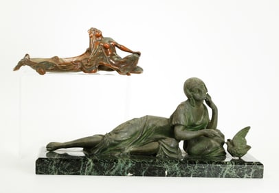 French Art Nouveau Bronze Mermaid; Art Deco Lady