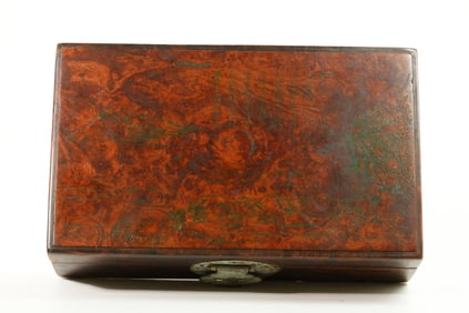 Fine Chinese 19th C Burl Hinged Rectangular Box