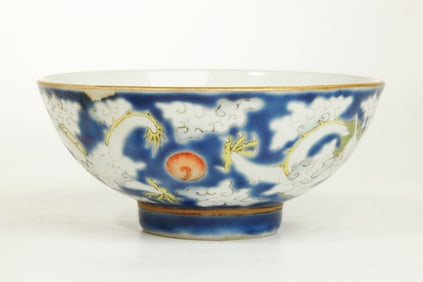Fine Chinese Daoguang Enamel Porcelain Dragon Bowl