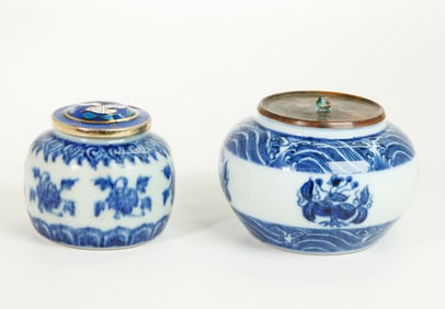 2 Chinese Blue & White Porcelain Small Jars