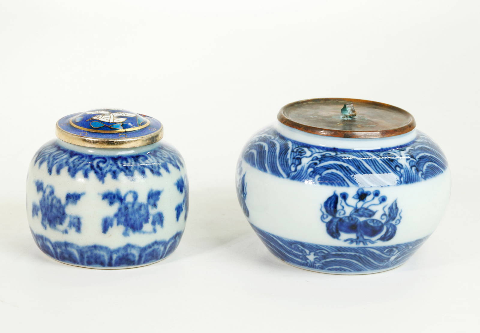 2 Chinese Blue & White Porcelain Small Jars
