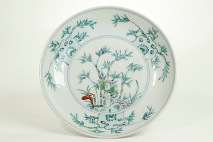 Chinese Doucai Enameled Porcelain Plate