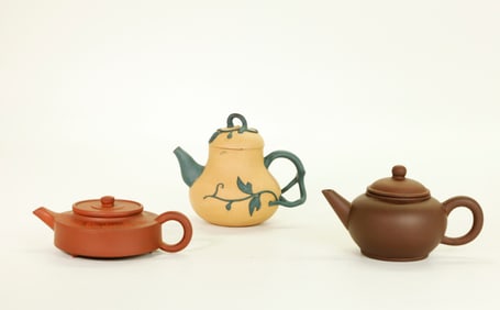 3 Small Chinese Yixing Zisha Teapots