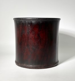 Chinese Heavy Black Hard Wood Bitong Brush Pot