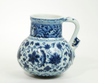 Chinese Blue & White Porcelain Single Handle Jug