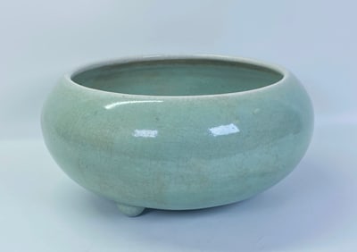 Lg Chinese 19 C Celadon Crackle Porcelain Cense