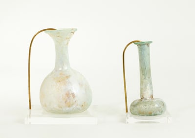 2 Roman 1st Century Blown Glass Unguentaria