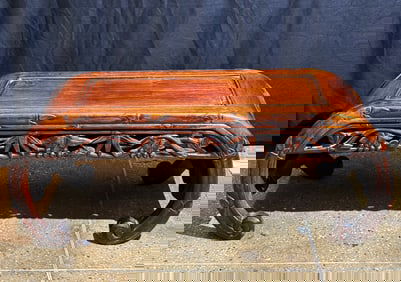 Chinese Qing Dynasty Carved Hard Wood Kang Table