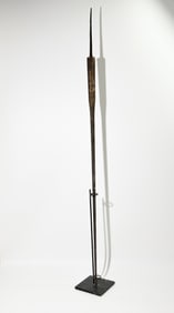 Iron Engraved Long Spear; Cane Stand; Bamboo Rod