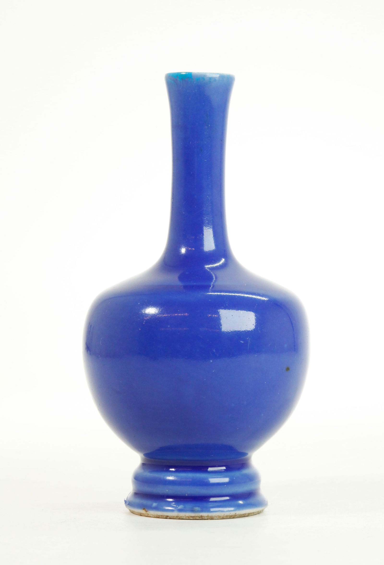 Chinese 19C Blue Monochrome Mini Porcelain Vase (1 of 5)