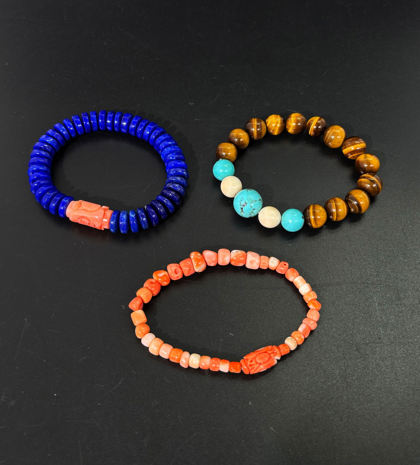 3 Chinese Designer Semi-Precious Bead Bracelets (1 of 5)