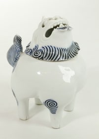 Japanese Blue White Hirado Porcelain Kirin Censer