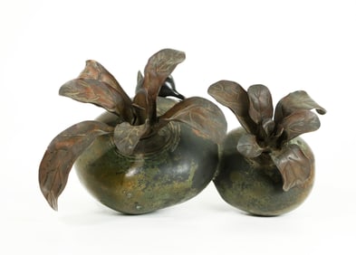 Japanese Bronze Okimono: 2 Turnips & Mouse