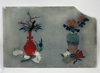 Chinese Qing Double Reverse Painting on Glass