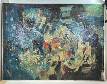 Fred G Hauck: Oil Canvas "Prismatic" 1959 Abstract