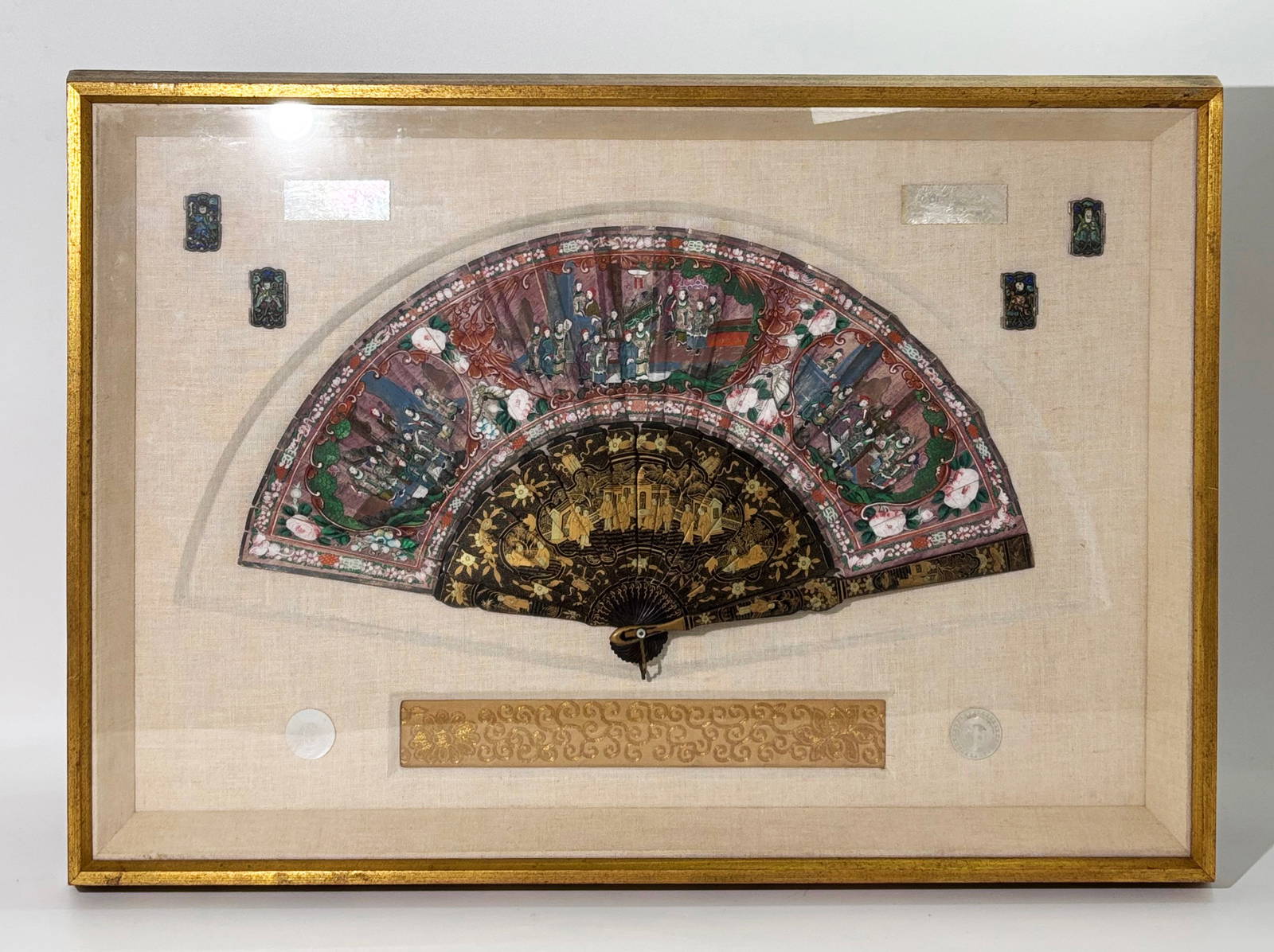 Fine Chinese Export 19th C Fan; Framed