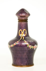 European 1900's Purple Guilloche Enameled Bottle