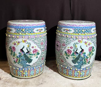 Pr Chinese Famille Rose Porcelain Garden Seats