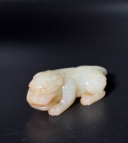 Chinese Pale Celadon Jade Archaistic Beast