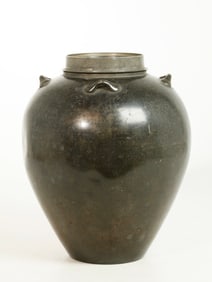 Chinese Pewter Tea Jar Incised Seal to Base
