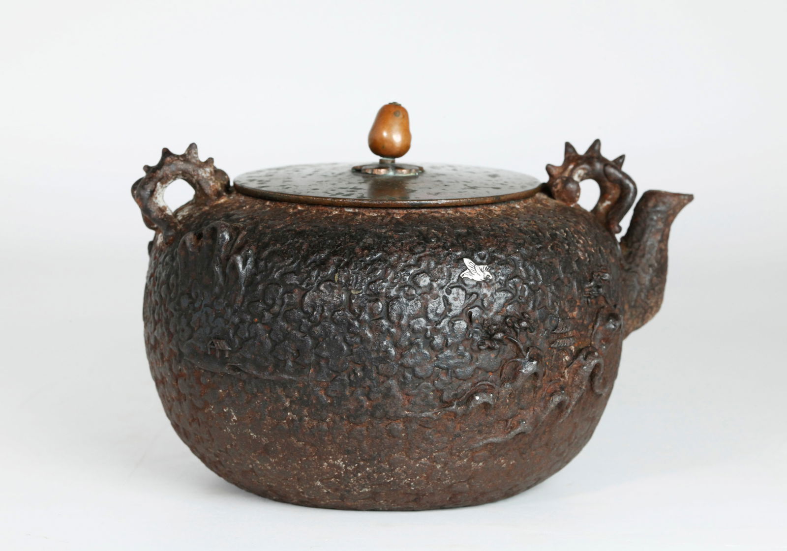 Japanese Cast Iron & Mixed Metals Tetsubin Teapot (1 of 6)