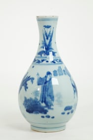 Chinese Blue & White Porcelain Bottle Vase