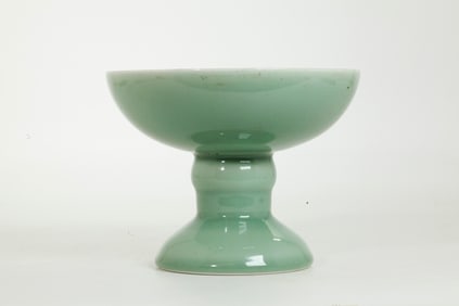 Chinese Pale Celadon Glazed Porcelain Stem Bowl