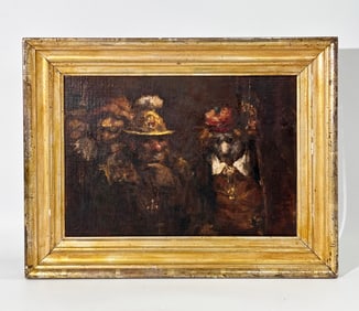 Clark; Oil on Canva "Rembrandt-Style Guards & Dog"