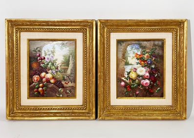 Rare Pair English Porcelain J Bourne 1875 Plaques