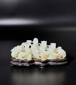 Chinese Warm White Jade 4 Boys Brush Rest