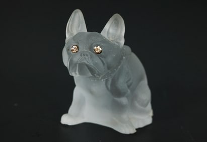 European Frosted Crystal Glass French Bulldog